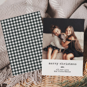 Modern Typewriter   Holiday Photo on Black Gingham