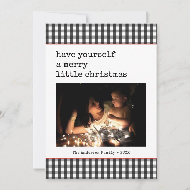 Modern Typewriter Merry Little Christmas Photo (Front)