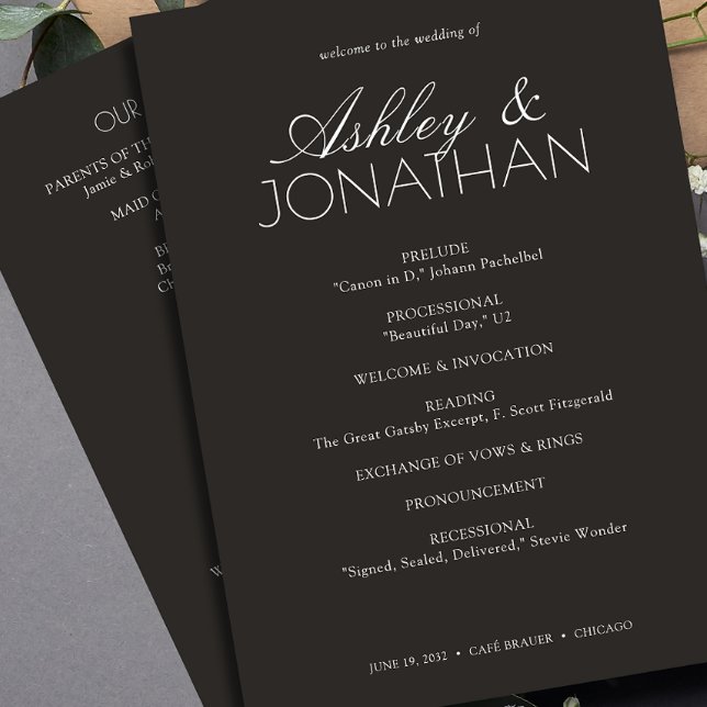 Modern Typographic-Centric Wedding Program (Creator Uploaded)