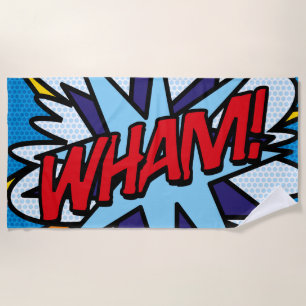 Modern Typographic Colourful Comic Book WHAM Beach Towel