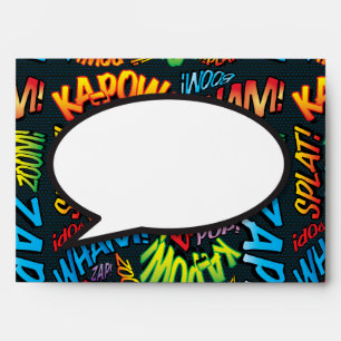 Modern Typographic Fun Speech Bubble Comic Book Envelope