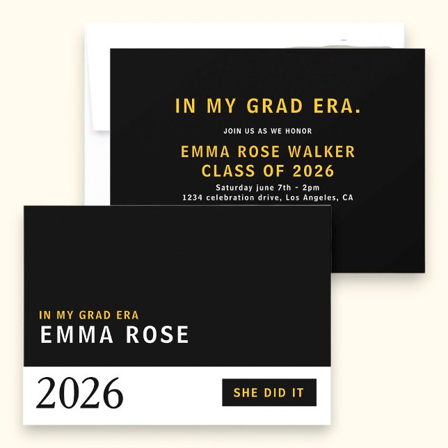 Modern Typographic Grad Era party invitation (Creator Uploaded)