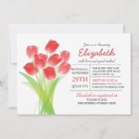 Modern Typographic Red Tulip Bridal Shower