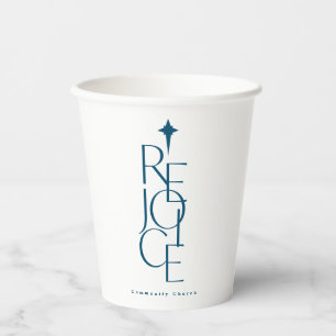 Modern, typographic REJOICE & star Christmas Paper Cups