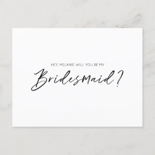 Modern Typographic, Will You Be My Bridesmaid Invitation Postcard
