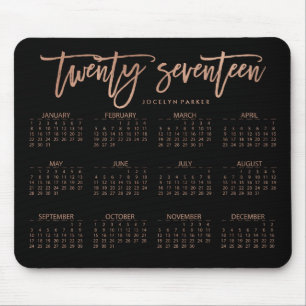 Modern Typography 2017 Calendar   Faux Rose Gold Mouse Pad