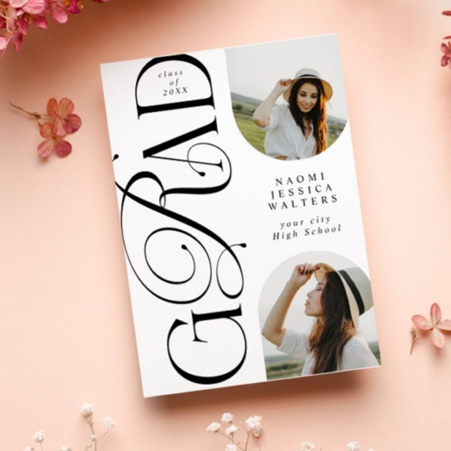 Modern Typography 2 Arch Photo Elegant Graduation Invitation (Creator Uploaded)