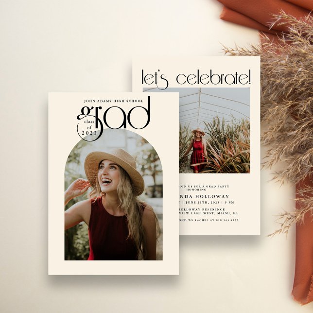 Modern Typography 2 Photo Graduation Invitation (Creator Uploaded)