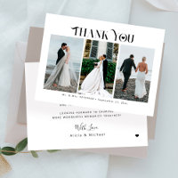 Modern typography 3 photos wedding thank you