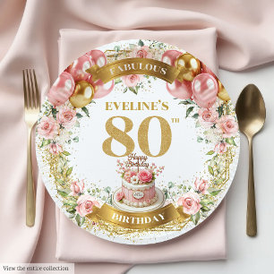 Modern Typography 80th Birthday Plates
