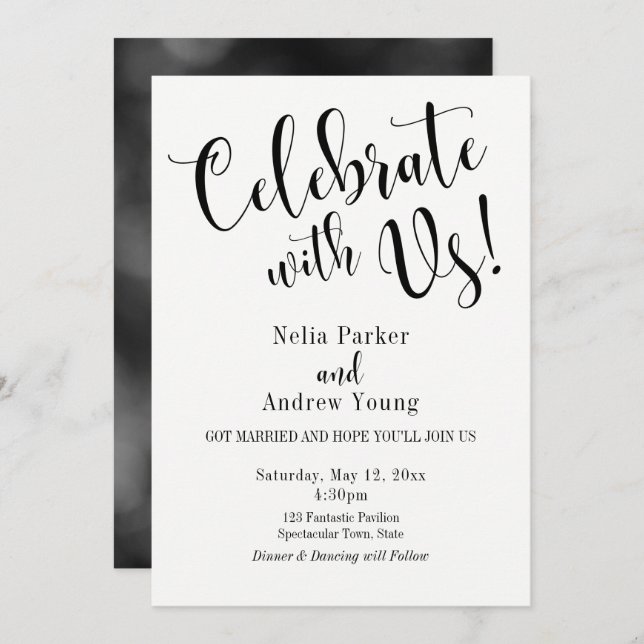 Modern Typography After Wedding Celebration Invitation (Front/Back)