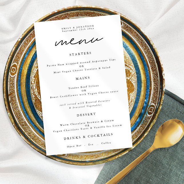 Modern Typography Any Colour Script Wedding Menu Poster (Creator Uploaded)