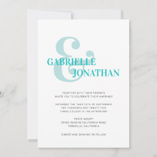 Modern Typography Aqua Wedding Invitation