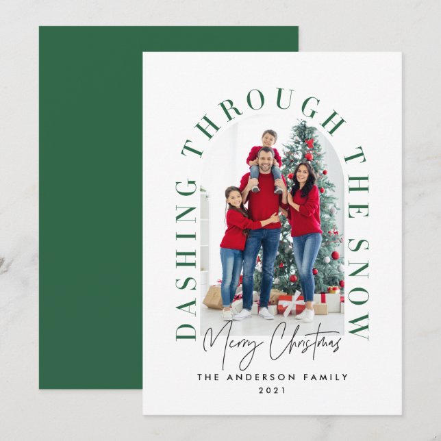 Modern typography arch 1 photo Christmas Holiday Card (Front/Back)