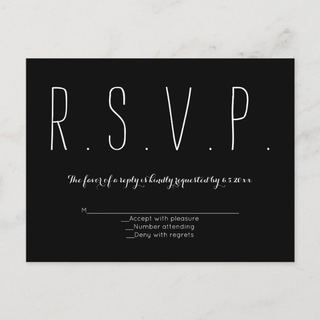 Modern typography b&w rsvp cards (Front)