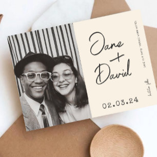 Modern Typography B&W Save the date Photo Qr Code 