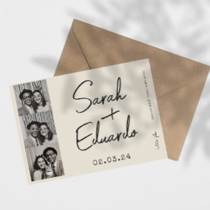 Modern Typography B&W Save the date Photo Qr Code 
