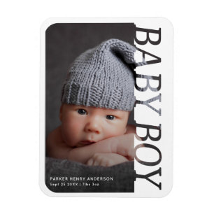 Modern Typography Baby Boy Thank You 2 Photo Magnet