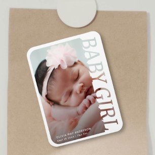 Modern Typography Baby Girl Thank You 2 Photo Magnet