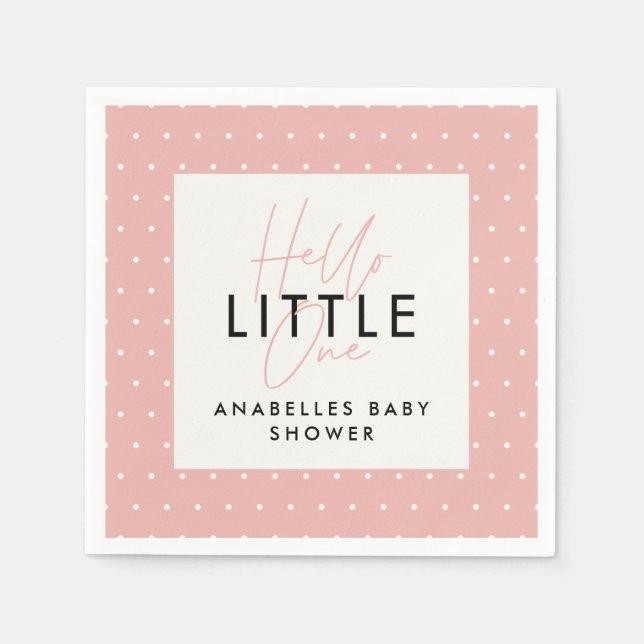 Modern typography baby shower hello little one napkin (Front)