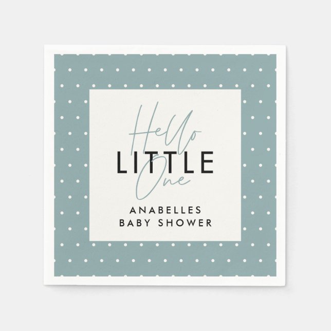 Modern typography baby shower hello little one napkin (Front)