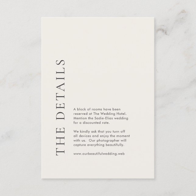 Modern Typography Beige Elegant Wedding Enclosure Card (Front)