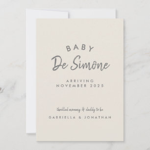 Modern Typography Beige Pregnancy Announcement