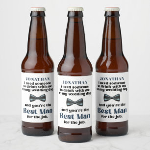 Modern Typography Best Man Proposal  Beer Bottle Label