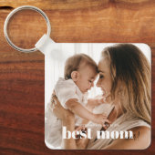 Modern Typography Best Mom Ever Photo Keychain (Front)