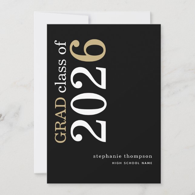 Modern Typography Black 2026 Graduation  Announcement (Front)