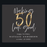 Modern typography black and gold 50th birthday beer bottle label<br><div class="desc">Celebrate your 50th birthday in style with these black,  white and gold effect 50 and fabulous birthday party labels. A modern design with script text and bold graphics. Change the colour to customise. Part of a collection.</div>