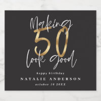 Modern typography black and gold 50th birthday