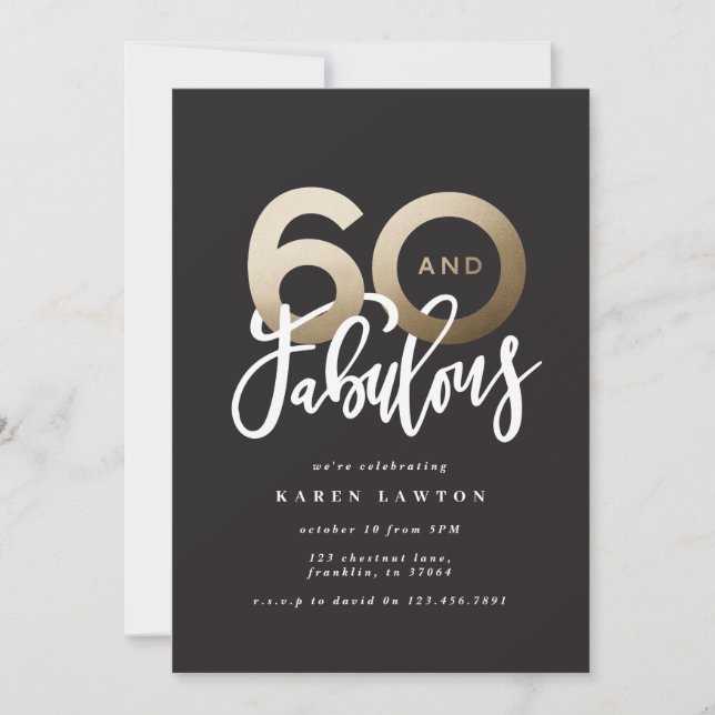 Modern typography black and gold 60th birthday (Front)