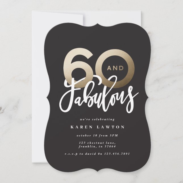 Modern typography black and gold 60th birthday (Front)