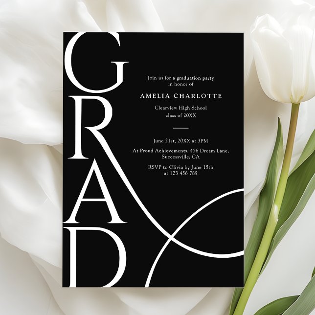 Modern Typography Black and White 2026 Grad Party Invitation (Creator Uploaded)