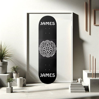 Modern Typography Black and White Celtic Art Funky Skateboard