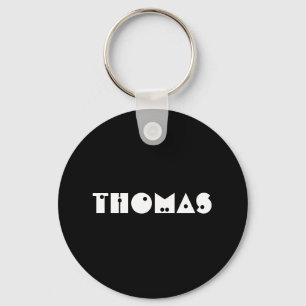 Modern Typography Black and White Custom Name Keychain