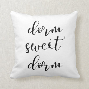 Modern Typography Black and White Dorm Sweet Dorm Throw Pillow