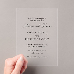 Modern Typography Black and White Elegant Wedding Acrylic Invitations