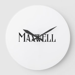 Modern Typography Black Family Name Large Clock