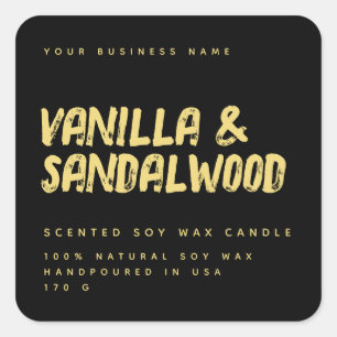 Modern typography black gold soy candle label