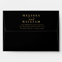 Modern Typography Black Gold Wedding Return