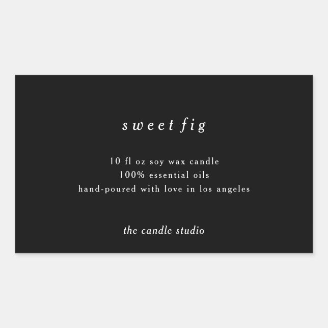 Modern Typography Black Packaging Candle Cosmetics Sticker (Front)