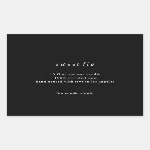 Modern Typography Black Packaging Candle Cosmetics Sticker