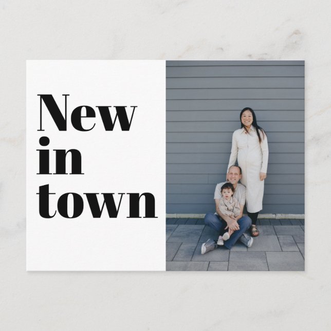 Modern Typography Black Photo New Home Moving  Announcement Postcard (Front)