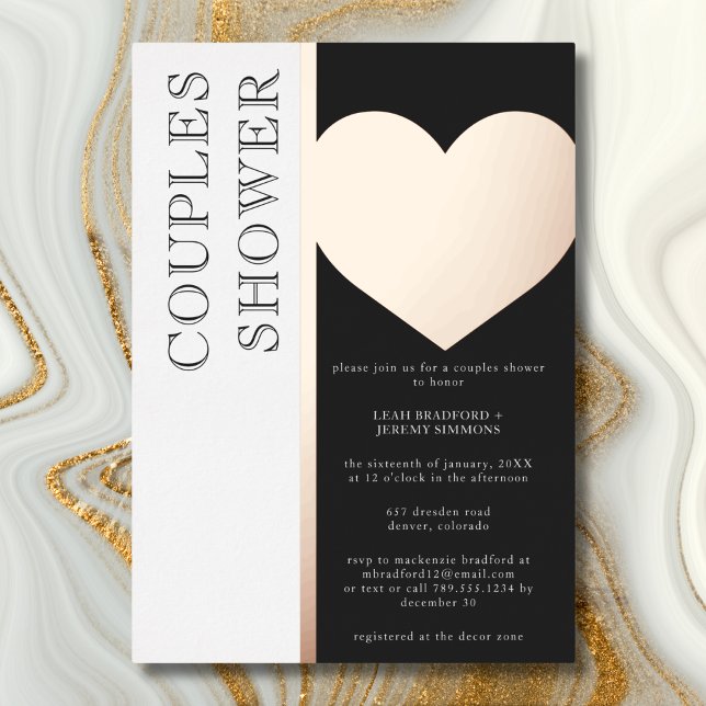 Modern Typography Black White Couples Shower (Modern Typography Black White Couples Shower Foil Invitation)