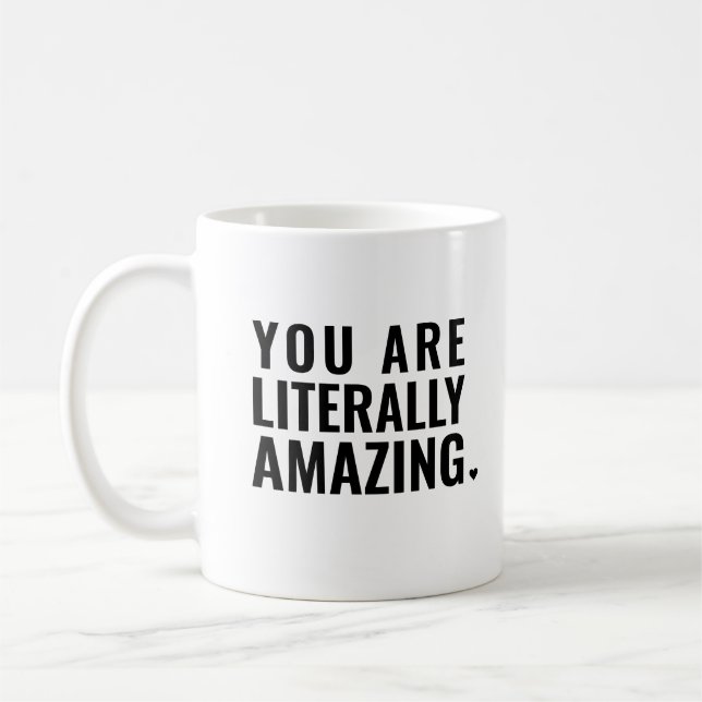 Modern Typography Black White Inspirational Quote Coffee Mug (Left)