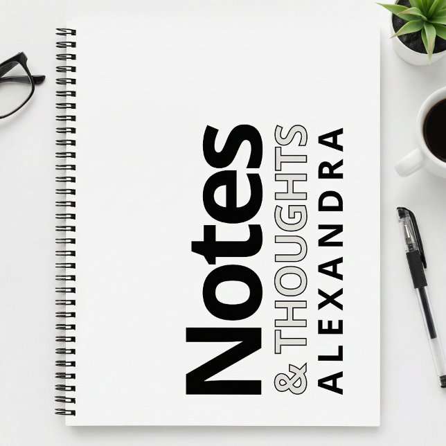 Modern Typography Black White Notes And Thoughts Notebook (Creator Uploaded)