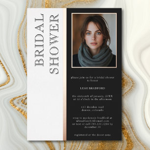 Modern Typography Black White Photo Bridal Shower