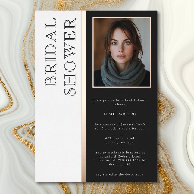 Modern Typography Black White Photo Bridal Shower (Modern Typography Black White Photo Bridal Shower Foil Invitation)